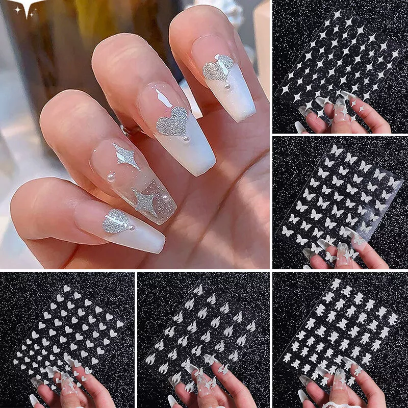 30 Sheets Gold Nail Stickers 3D Nail Art Supplies Metallic Nail Decals Star  Moon Heart Butterfly Glitter Nail Art Design Self Adhesive Sticker for