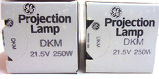 lot of two 2 DKM projector lamps GE 250 watt / 21.5volt new unsold stock
