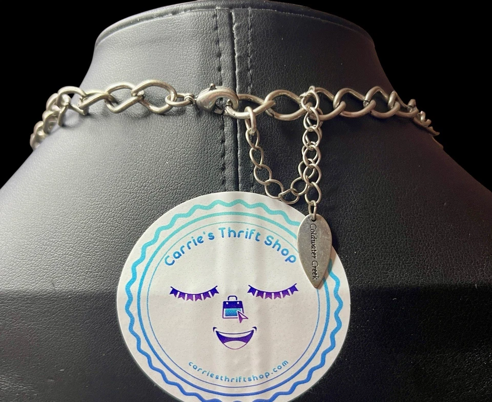 Coldwater Creek AB 水晶分层围兜声明 32 英寸银色项链 VGUC — 第 4/4 张图片