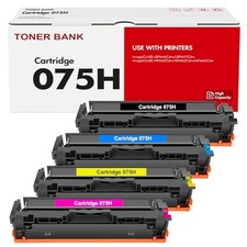 4 Pack BCMY 075 075H High Yield Toner Cartridge Set - Canon ImageCLASS Printer