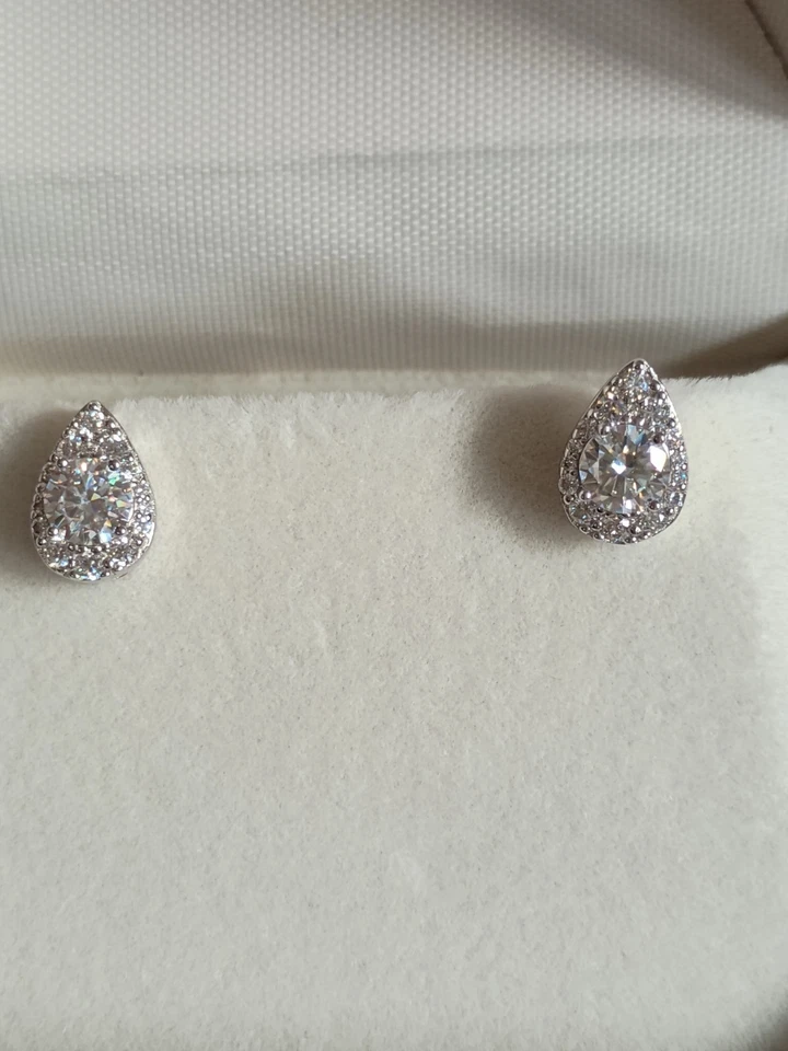 Pendientes platino Pt 950 con Moissanita 0.5 kilates con certificado GRA oficial - Imagen 4 de 4