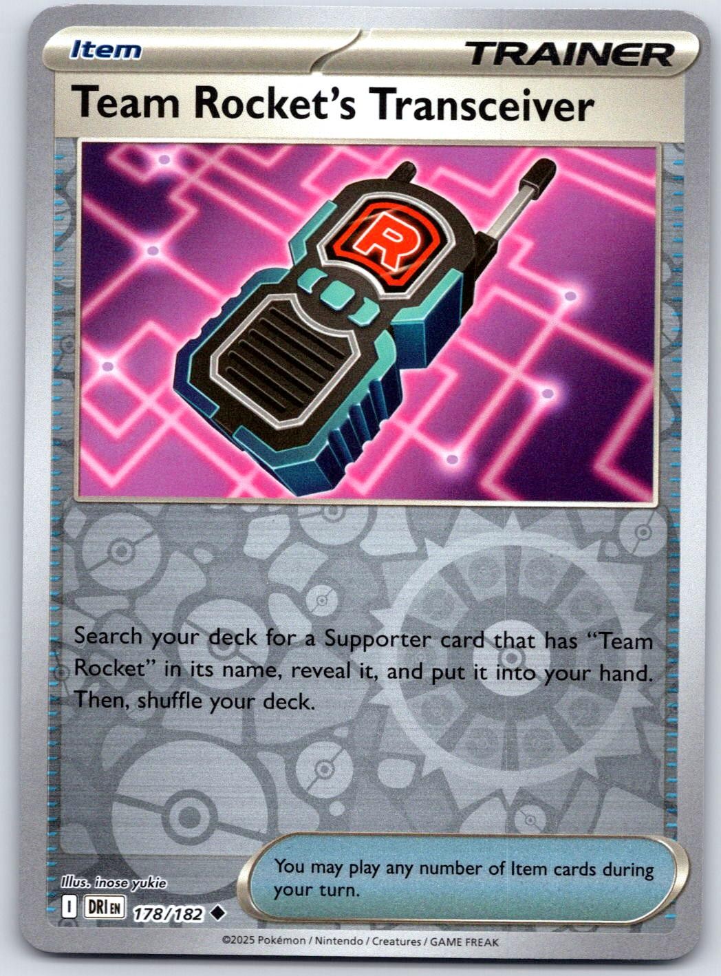Team Rocket's Transceiver 178/182 Destined Rivals Pokemon Reverse Holo NM