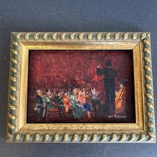 RR Vintage Michel Rostand Original Oil Signed 20th Century 17 X 11.5cm
