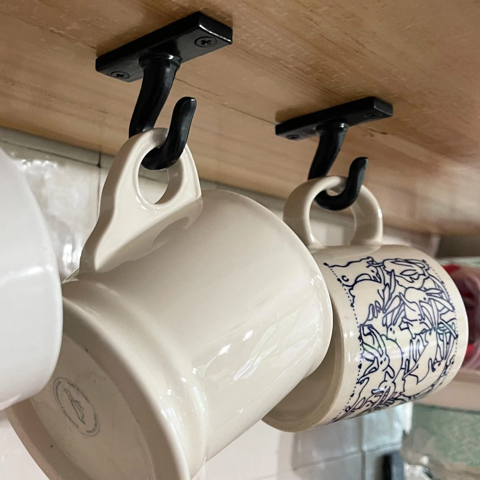 - 2.5”-Under Cabinet or Shelf Coffee Mug Holder – Cup Hooks Separator – Decor...
