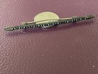 Antique Blue And White Rhinestone Silver Tone Bar Pin — photo 1