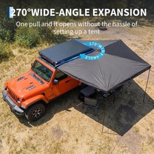 270 Driver Side Car Awning Rooftop 6.6ft Pullout Ripstop Sun Shelter Van Truck