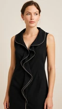 Joseph Ribkoff Women's 6 Black Dress Shift Pencil Ruffle Party Holiday Cocktail