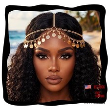 Sequin Boho Head Chain Jewelry Gold Headpiece Hair Chains Festival Costume