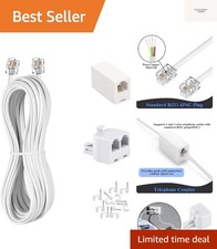 Phone Cord 50FT, Landline Telephone Cable with RJ11 Plug, Includes Telephone ...