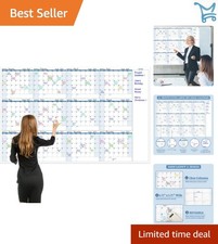 Large Dry Erase Wall Calendar 12 Monthly Sheets Reusable Office Classroom