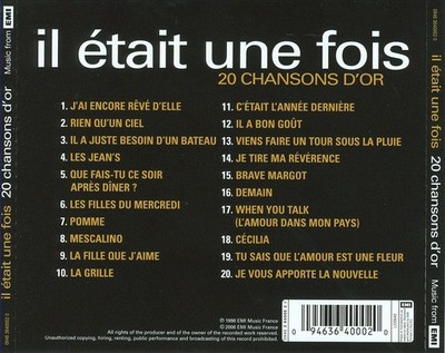 IL ETAIT UNE FOIS 20 CHANSONS D'OR NEW CD