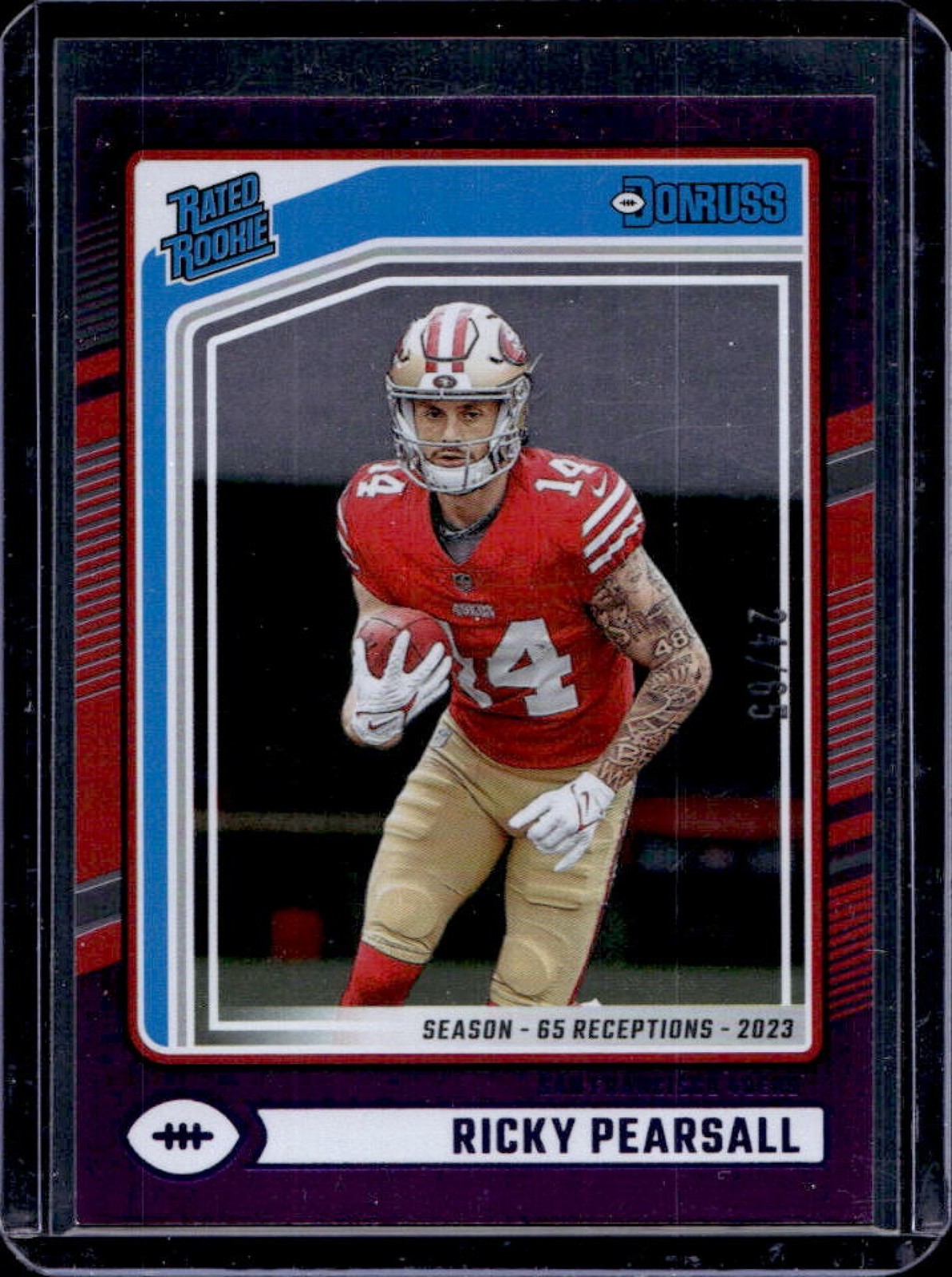 2024 Donruss Ricky Pearsall Season Stat Line Rated Rookie #24/65 49ers