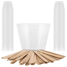 2oz (60ml) Graduated Plastic Measuring Cups, 50 Cups & 25 Mixing Sticks, Paint