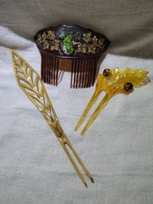 Antique Bakelite Celluloid Hair Combs