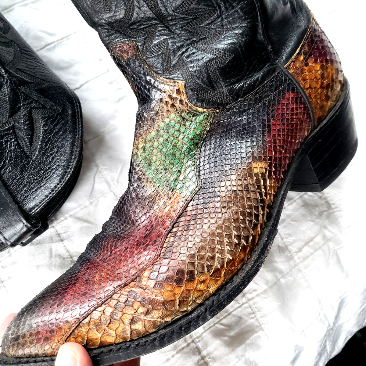 Dan Post Vintage Rainbow Python Snakeskin Western Cowboy 