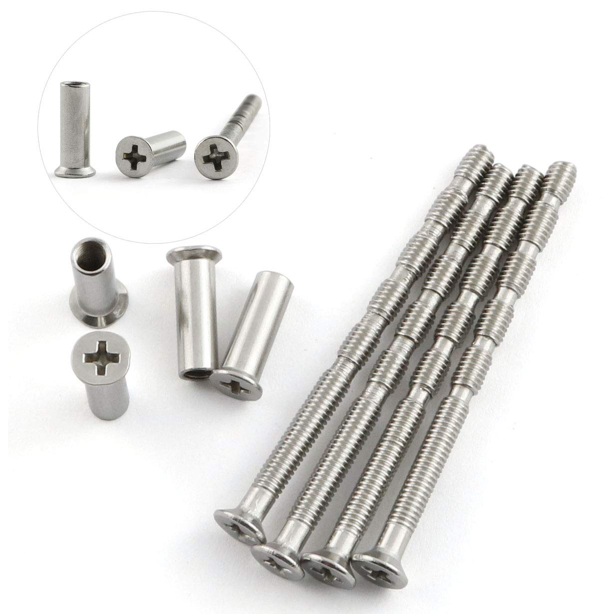 4-Pack Door Lever Handle Hardware Kit with Screws, Bolts & Sleeves