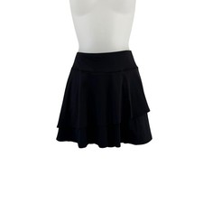 Lands' End Skort Women s M 10-12 Black Tiered Ruffle Golf Skirt Pocket Shorts