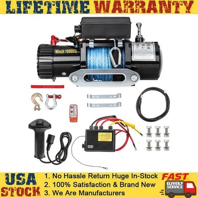 Electric Winch FOR Jeep Wrangler Towing 10,000 lb 10000Lb Synthetic Rope USA