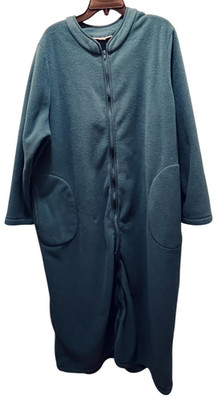 Fleece Robe Womens 1X 22/24 Teal Zip Front Long Sleeve Warm Lounge
