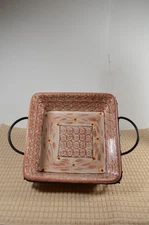 TempTations Old World Cranberry Red Square Baking Dish 7x7  with Rack