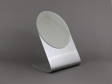 1970s French Brushed Steel Vanity Mirror Modernist
