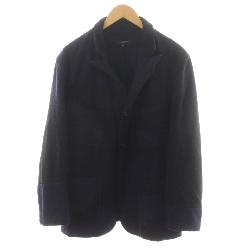 Engineered Garments Patchwork Wool Jacket Navy/Bl… - image 1