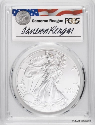 2016 $1 American Silver Eagle PCGS MS70 - Reagan Legacy Series - Cameron Reagan