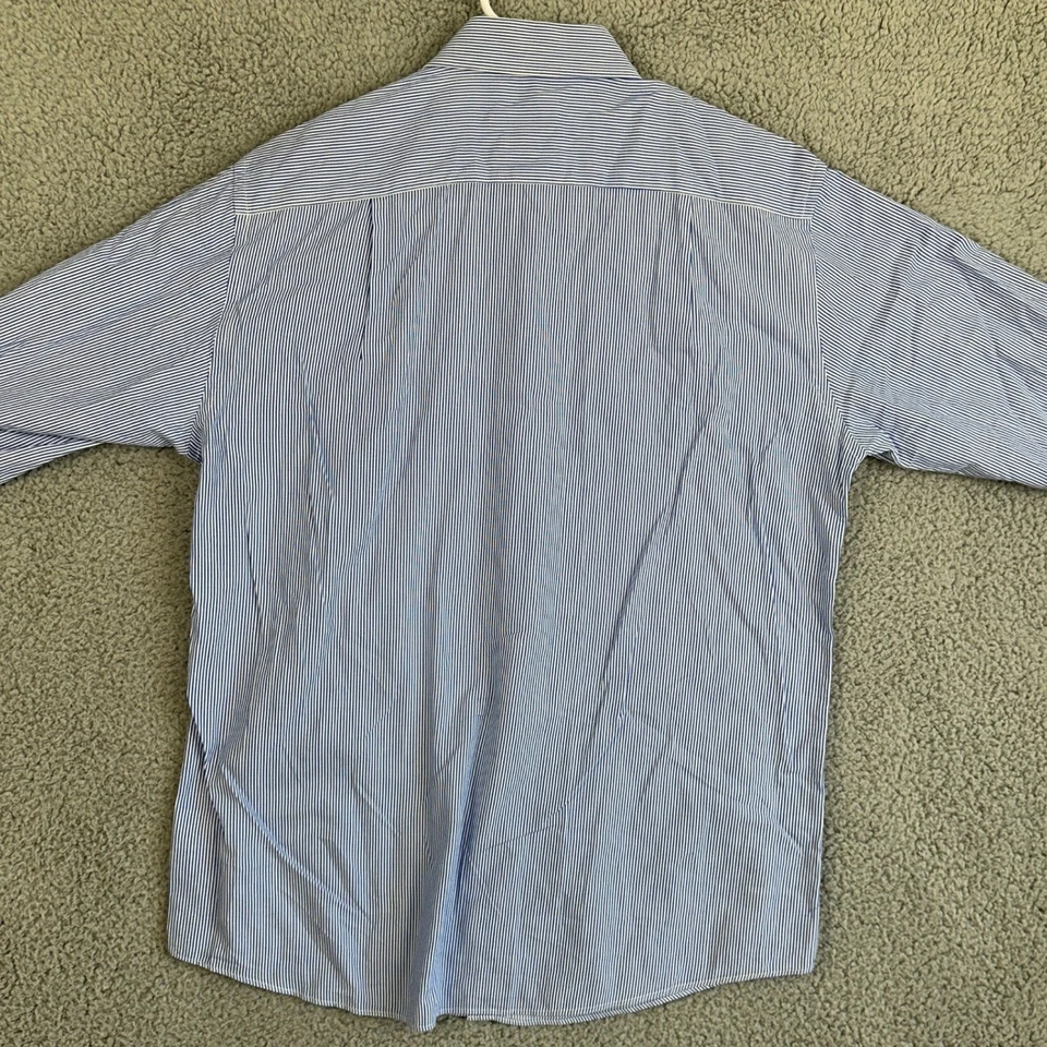 Sean John рубашка платье мужской 15,5 32-33 синий белый в полоску французский манжеты на пуговицах - Изображение 2 из 4