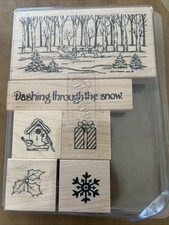Northwoods Rubber Stamps Winter Wood Lot Of 5 Dashing Through The Snow