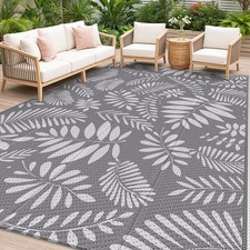 Outdoor Rug 8 x 10 Waterproof Patio Area Grey StepRite
