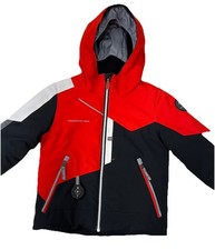 Obermeyer Orb Ski Jacket with hood, waterproof, Red Black White, Kids 5-6  EUC 