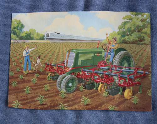 Antique 1930s-early 40s era OLIVER 70 ROW CROP TRACTOR Old 6x9 inch Paper Sign