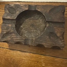 1970's Lobeco Spain Carved Solid Wood Cigar Ashtray