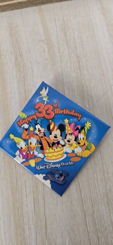 P21. Disney World 33rd Birthday Square Button Pin Cast Exclusive