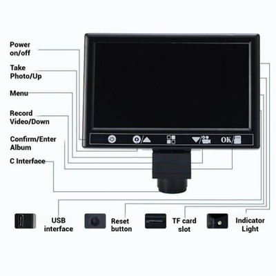 High-quality 7-inch LCD display, manual focusing, suitable for three-microscope