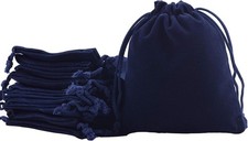 25 Pcs Small Velvet Jewelry Pouches 2x2.5" Mini Drawstring Gift Bags Navy Blue