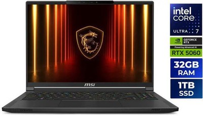 MSI Stealth 16 AI 16 in GeForce RTX 5060 GPU Intel Core Ultra7-255H 32GB DDR5