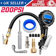 Digital Tyre Inflator LCD Pressure Gauge Air Line Tyre Pump Compressor UK STOCK