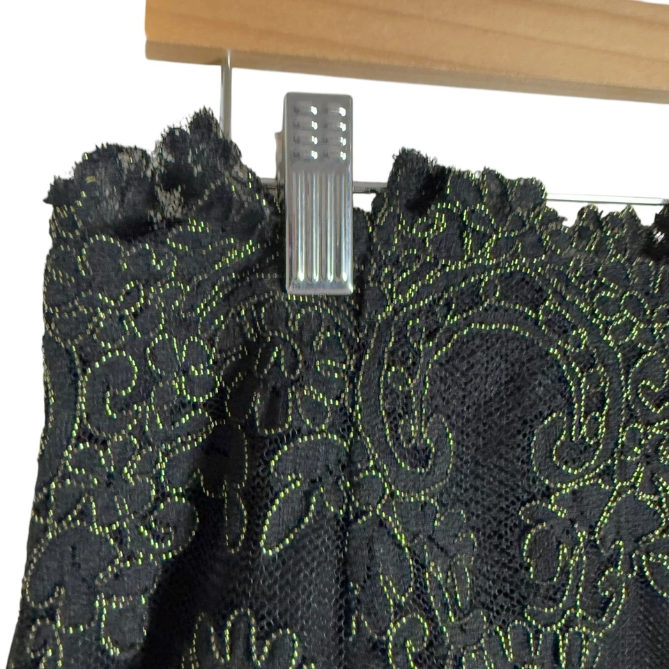 Sandro Rococo Metallic Guipure Lace Black Midi Skirt Size L - Image 4 of 4
