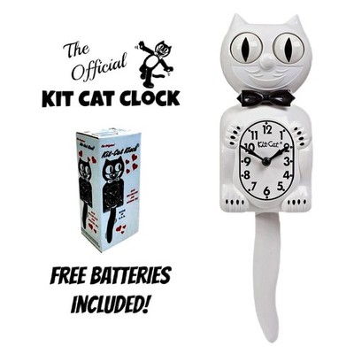 WHITE KIT CAT CLOCK 15.5'' Free Battery MADE IN USA Official Kit-Cat Klock NEW