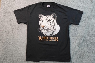 Vintage Hanes White Tiger Shirt Mens Large Black Graphic Felis Tigris USA 90s