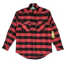 Work Zone Men's Long Sleeve Black Red Plaid Shirt Size Medium Buttons Casual NWT