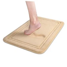  Memory Foam Bath Mat Non Slip Absorbent Super Cozy Velvet 24 x 16 Inch Beige