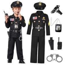 Kids Police Costume Deluxe Police Officer Costume Cop Outfit Set 10-12 Years