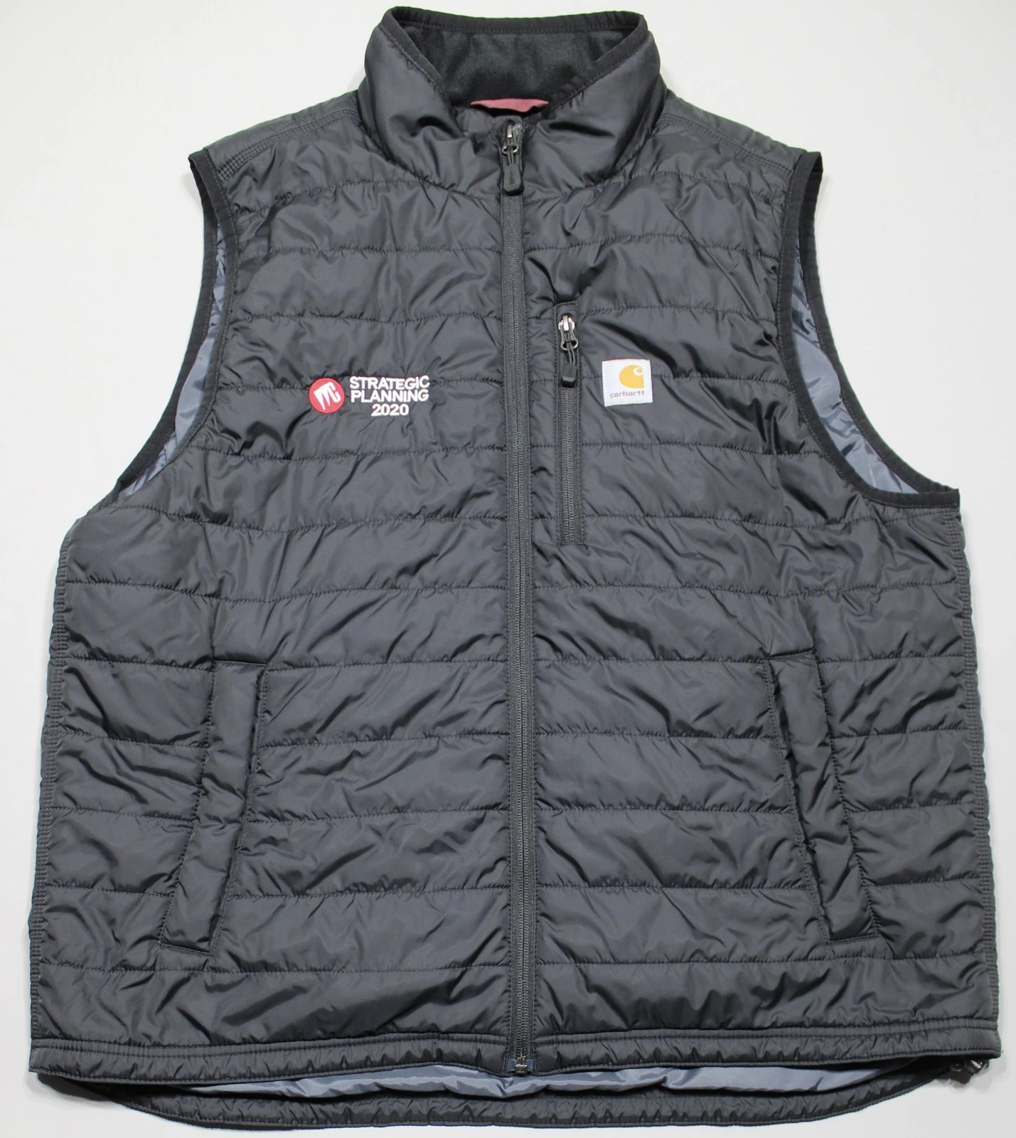 Carhartt Vest Mens XL Gray Quilted Insulated Puffer Full Zip Workwear Logo