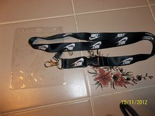 NIKE Logo Black LANYARD KEY CHAIN QR W/ ID HOLDER