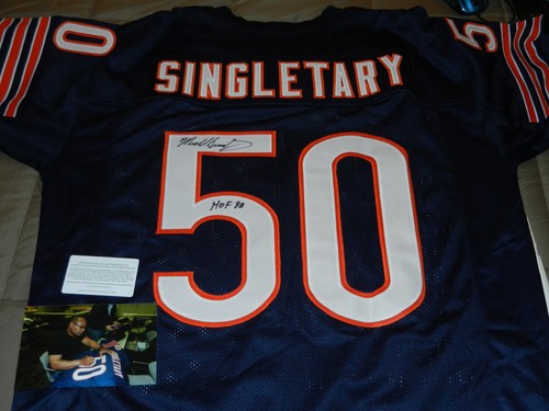 Camiseta deportiva autografiada firmada por Mike Singletary de los Chicago Bears con imagen HOF 98 - Imagen 1 de 3