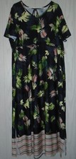 Catherines Short Sleeve Maxi Dress Plus Size 1X  18/20 Keyhole Tie Neck Stretch
