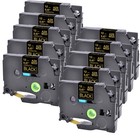 10x Compatible with Brother TZ TZe-334 ruban étiqueteuse Or sur noir 12mm