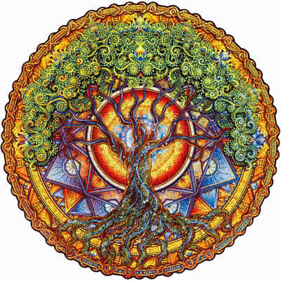 Unidragon Jigsaw Puzzle Mandala Tree of Life Shiny Wooden